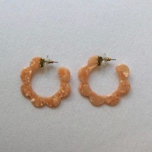 Peach Flower Hoop Earrings